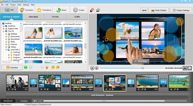 The slideshow maker interface